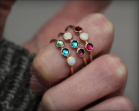 Load image into Gallery viewer, Three Birthstone or Opal Ring - LE Jewelry Designs
