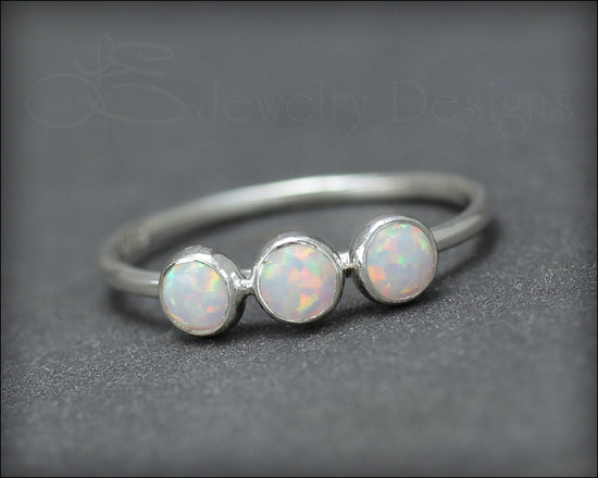 3-Stone Sterling Opal Ring - LE Jewelry Designs