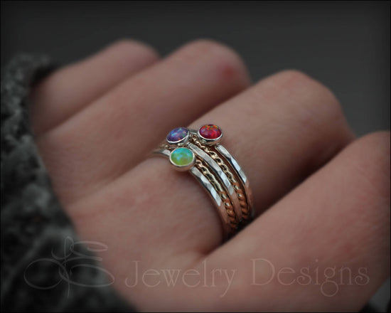 Load image into Gallery viewer, Opal Ring Set - (with 3 opals) - LE Jewelry Designs
