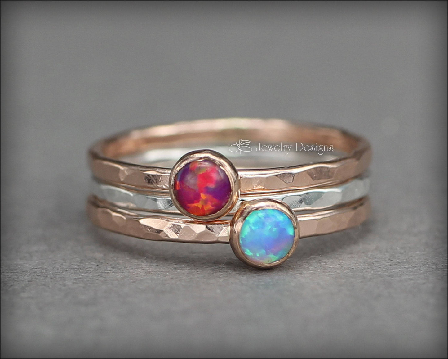 Birthstone Ring Set - (with 2 birthstones) - LE Jewelry Designs