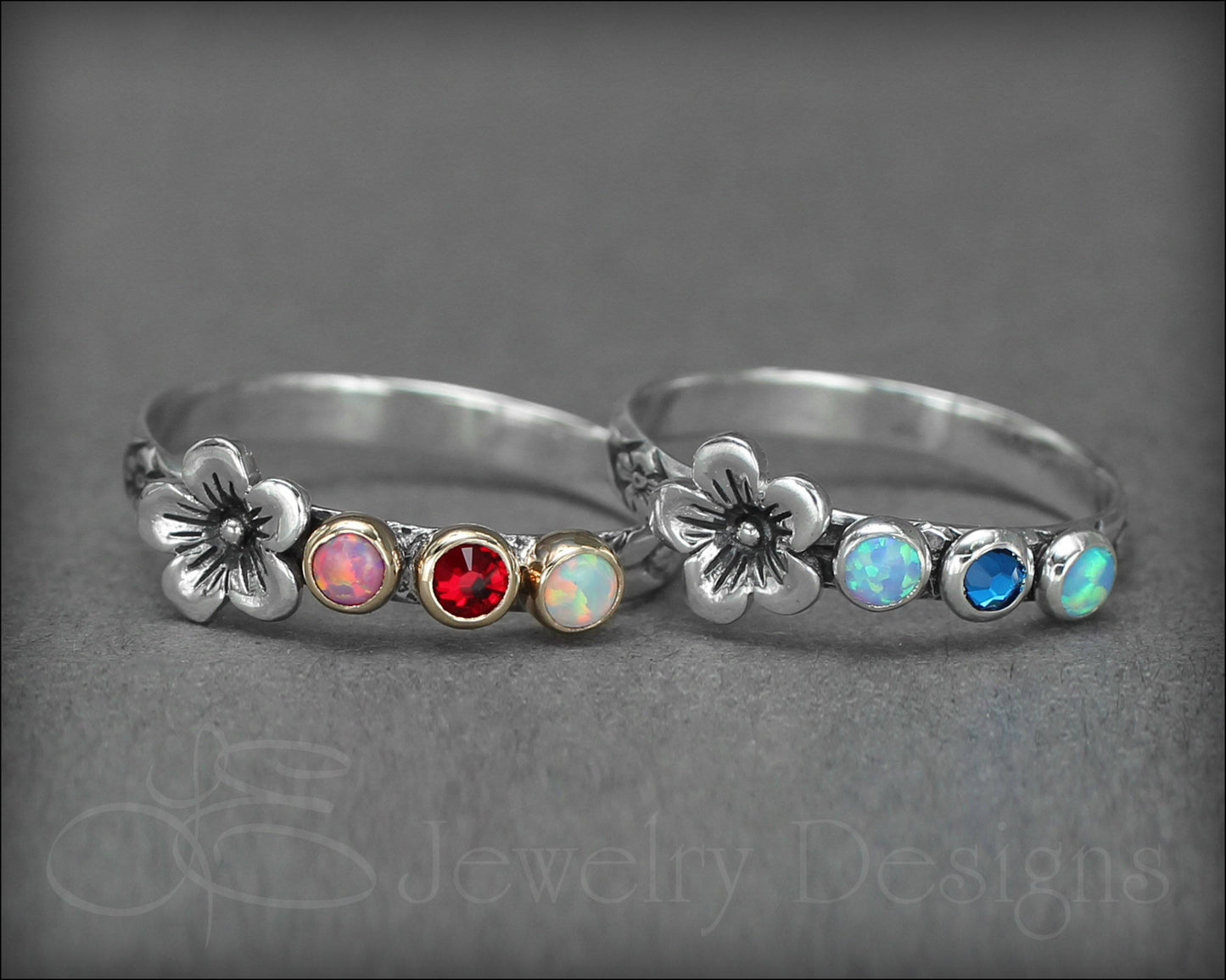 Birthstone Flower Ring - (choose # of stones) - LE Jewelry Designs
