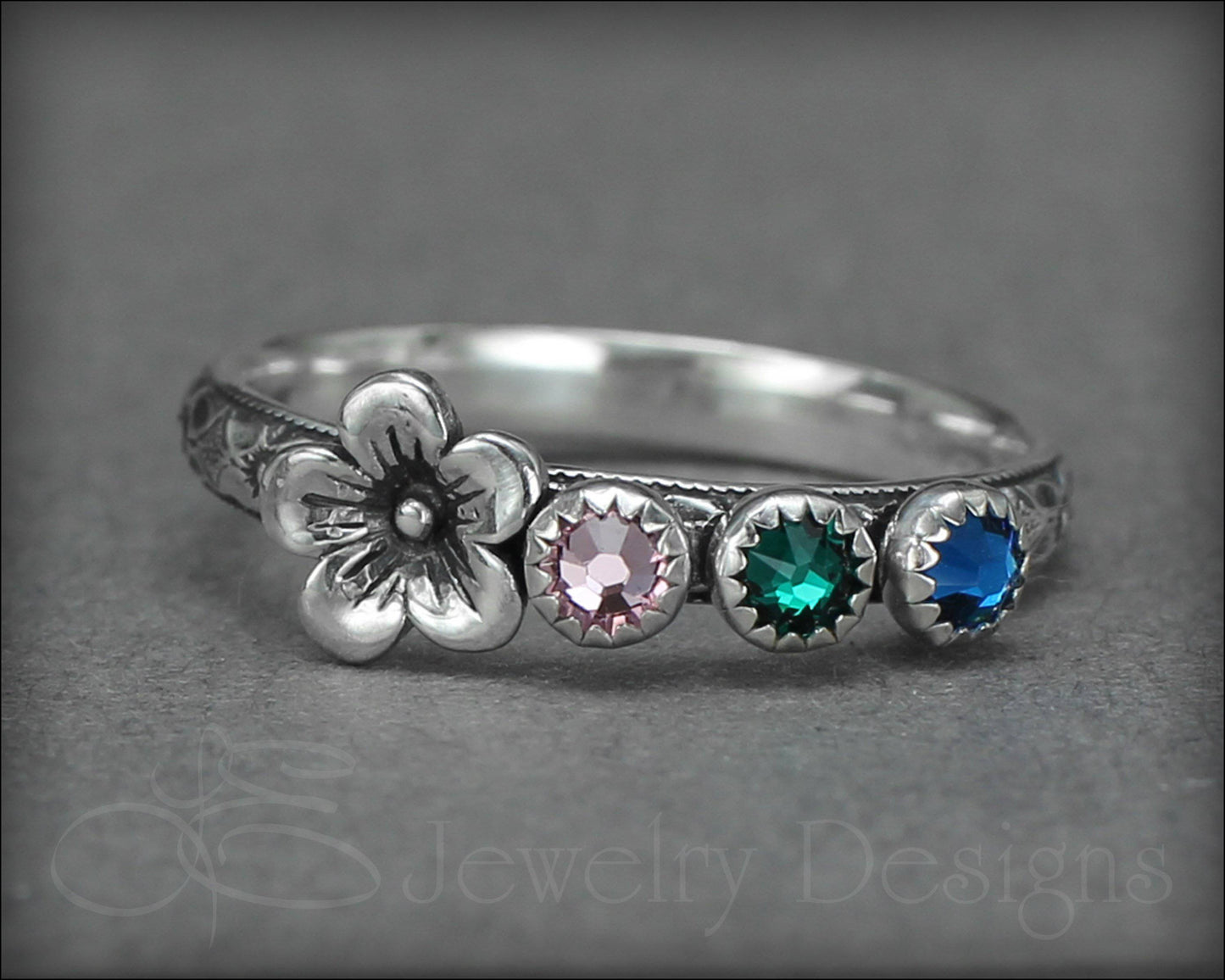 Birthstone Flower Ring - (choose # of stones) - LE Jewelry Designs
