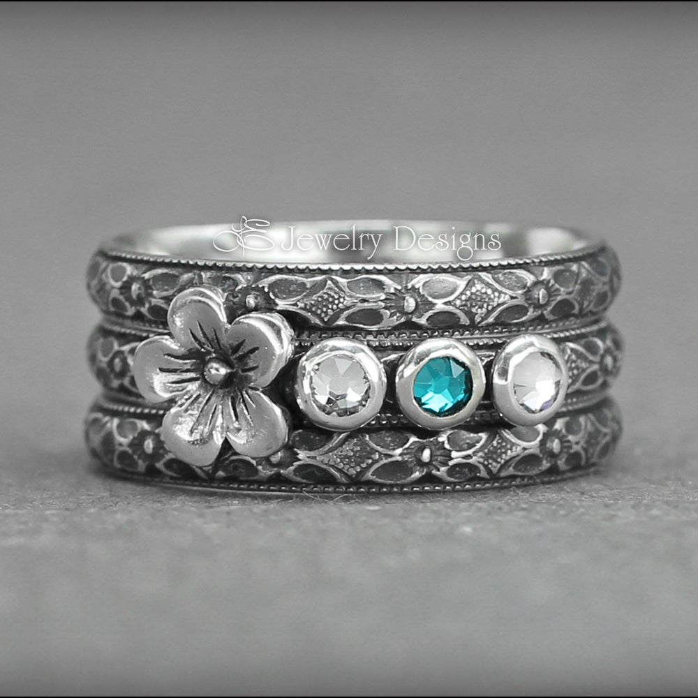 
                  
                    Floral Birthstone Ring Set - (choose # of stones) - LE Jewelry Designs
                  
                