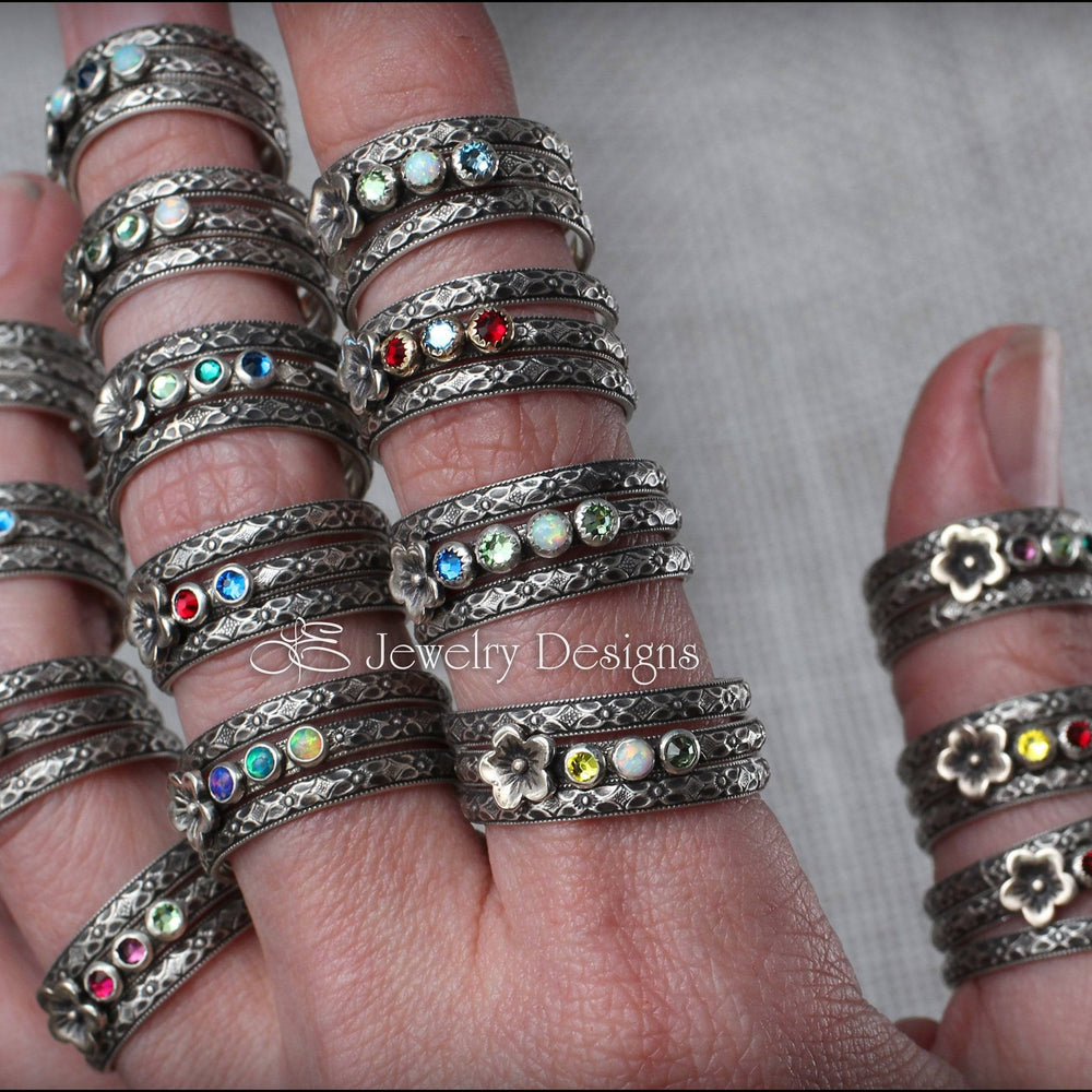 
                  
                    Floral Birthstone Ring Set - (choose # of stones) - LE Jewelry Designs
                  
                