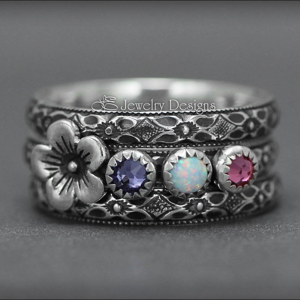 
                  
                    Floral Birthstone Ring Set - (choose # of stones) - LE Jewelry Designs
                  
                