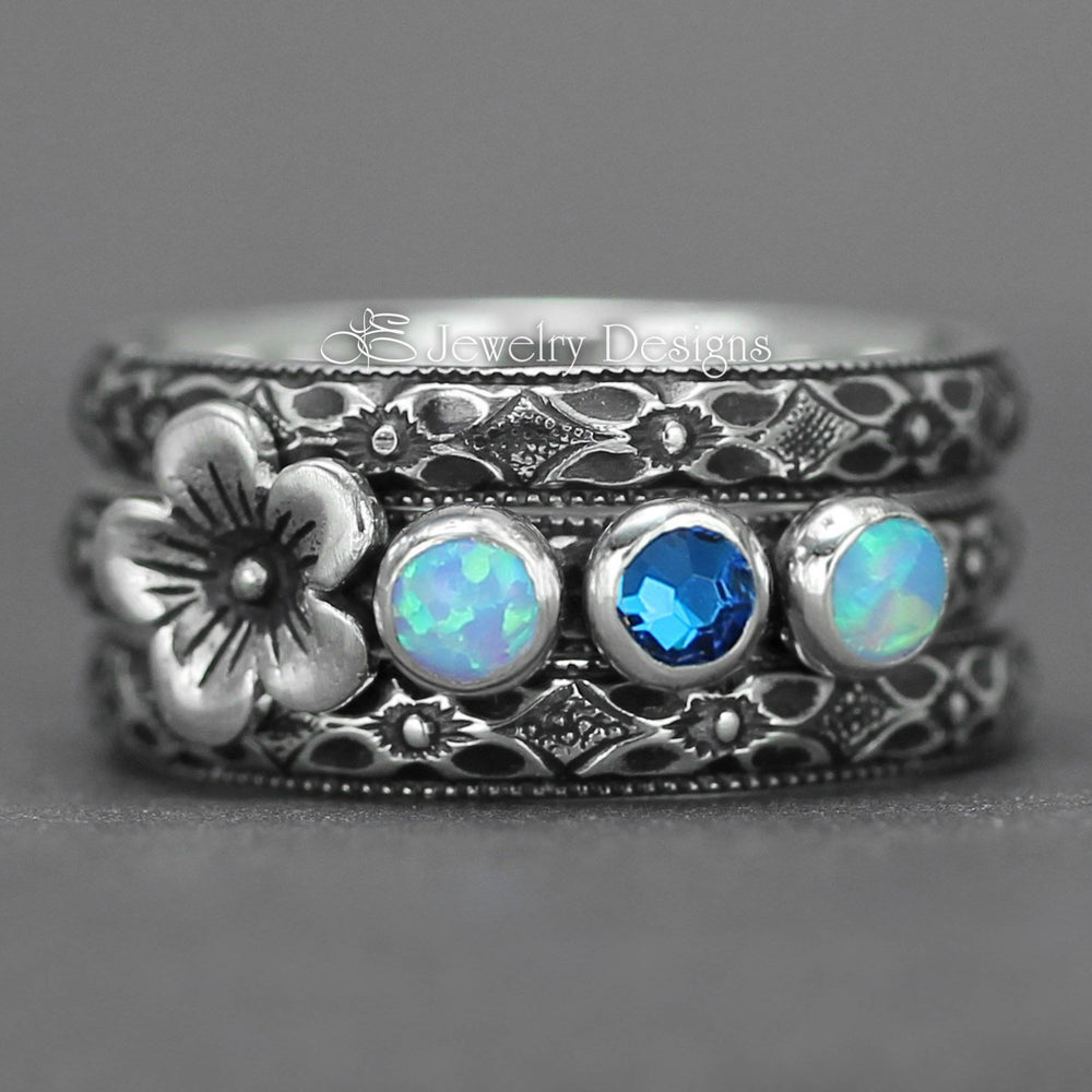 
                  
                    Floral Birthstone Ring Set - (choose # of stones) - LE Jewelry Designs
                  
                