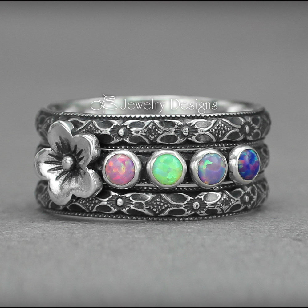
                  
                    Floral Birthstone Ring Set - (choose # of stones) - LE Jewelry Designs
                  
                
