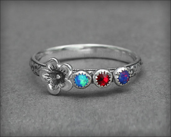 Load image into Gallery viewer, Birthstone Flower Ring - (choose # of stones) - LE Jewelry Designs

