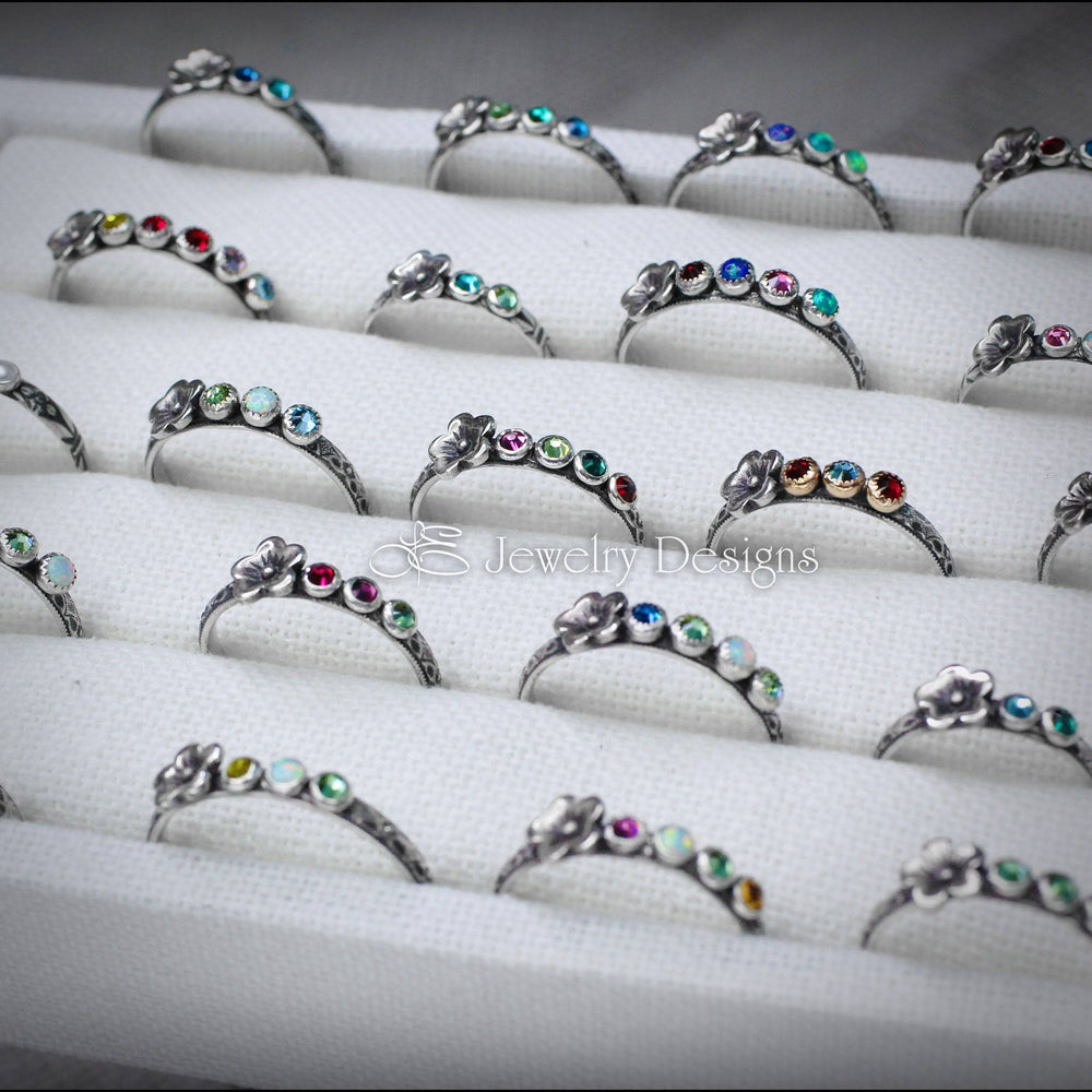 
                  
                    Birthstone Flower Ring - (choose # of stones) - LE Jewelry Designs
                  
                