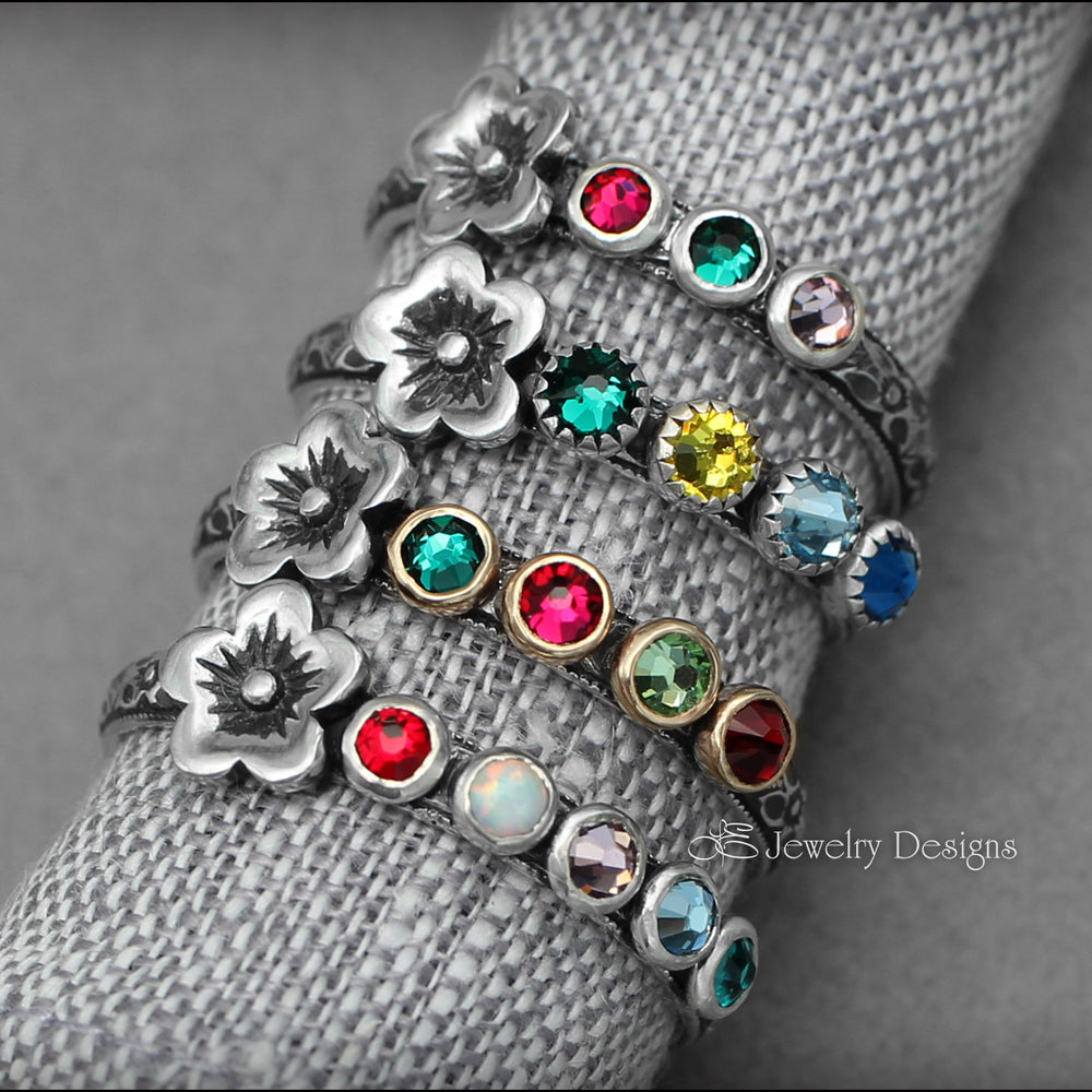Birthstone Flower Ring - (choose # of stones) - LE Jewelry Designs