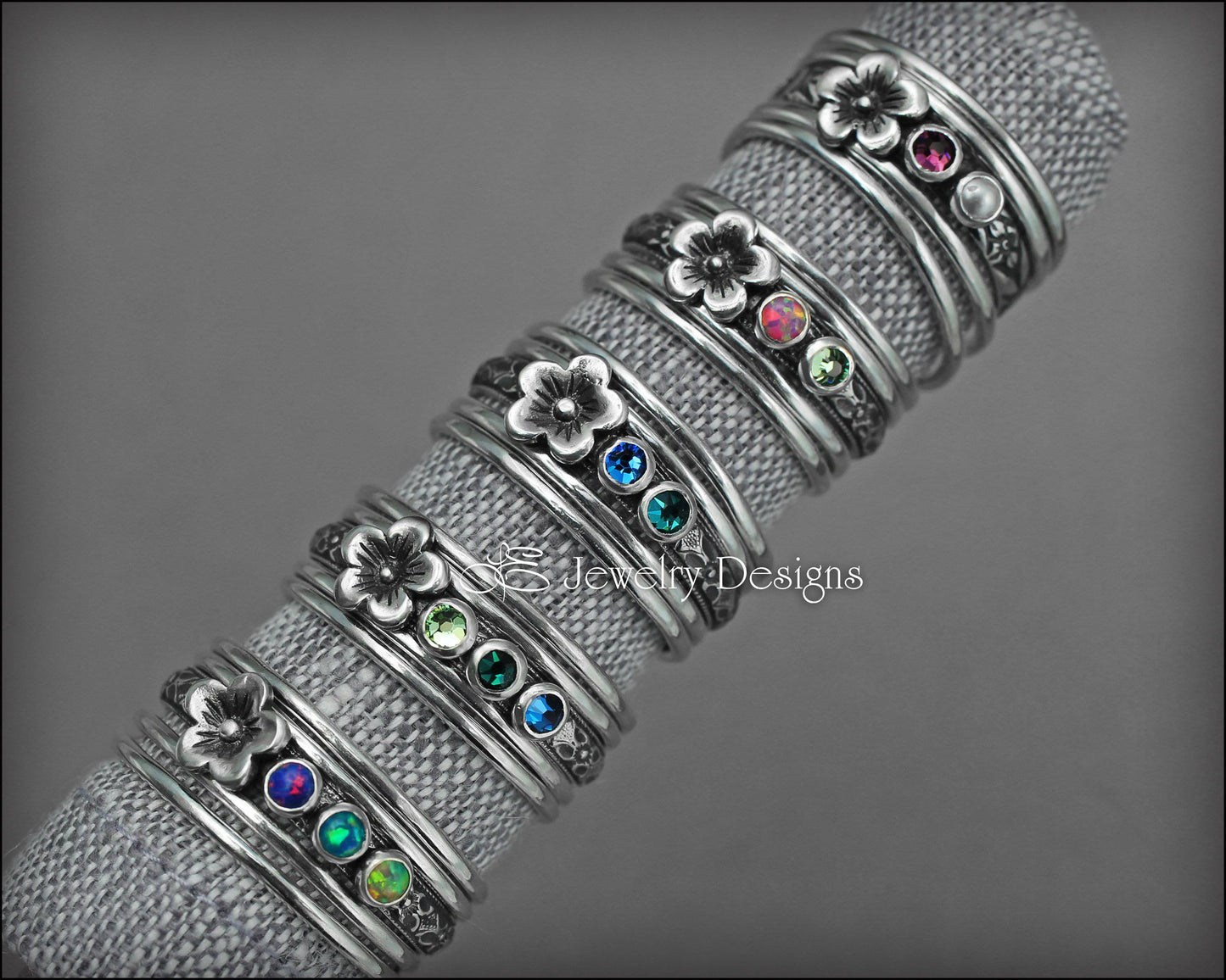 Birthstone Flower Ring Set - (choose # of stones) - LE Jewelry Designs