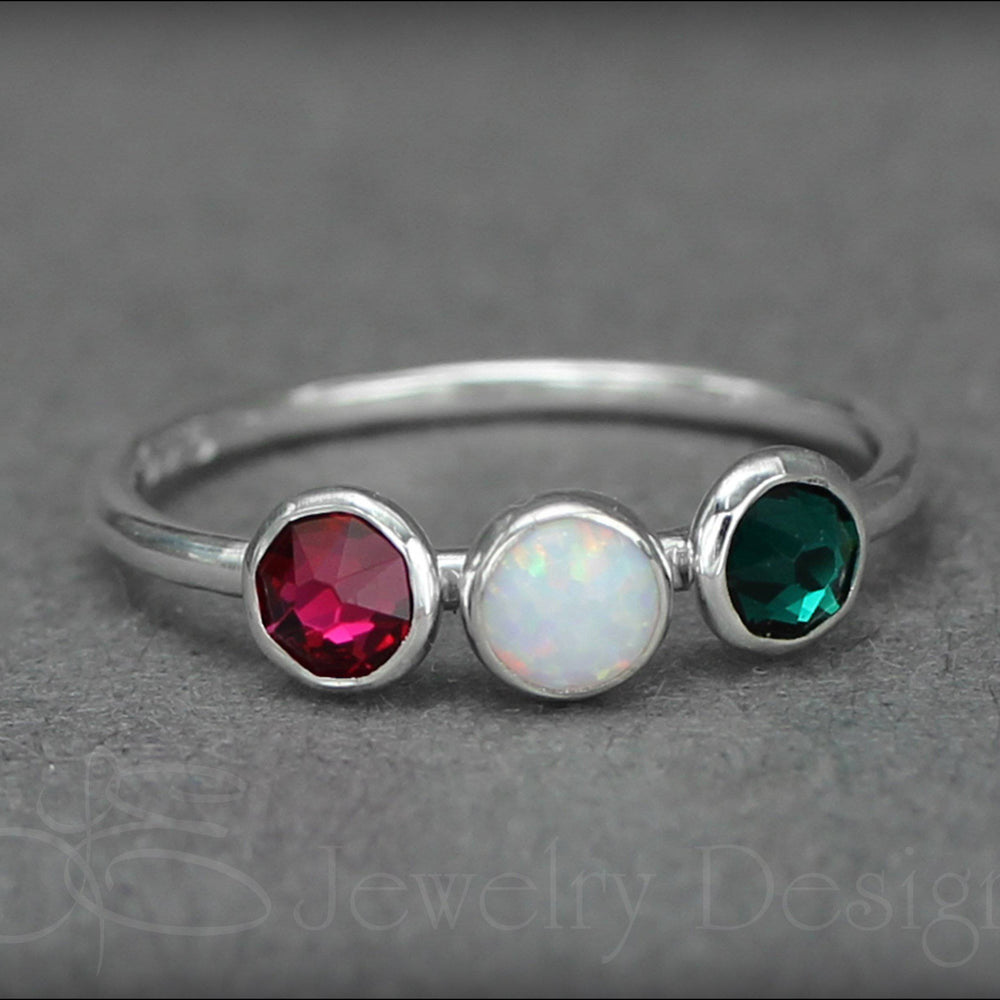 
                  
                    Three Birthstone or Opal Ring - LE Jewelry Designs
                  
                