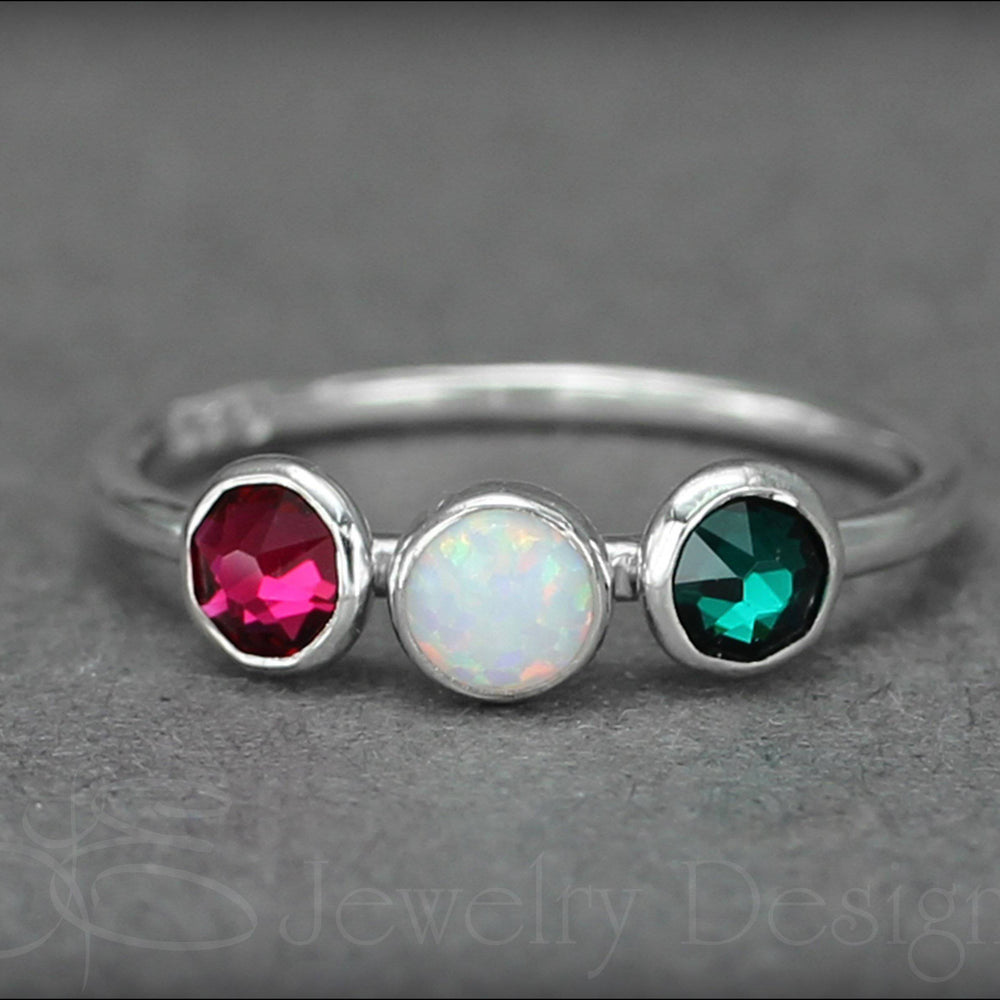 
                  
                    Three Birthstone or Opal Ring - LE Jewelry Designs
                  
                
