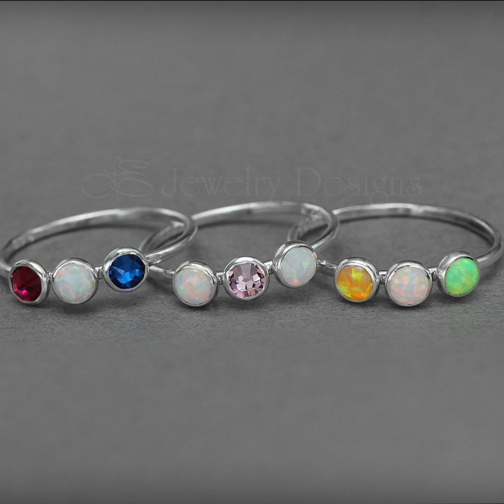 
                  
                    Three Birthstone or Opal Ring - LE Jewelry Designs
                  
                