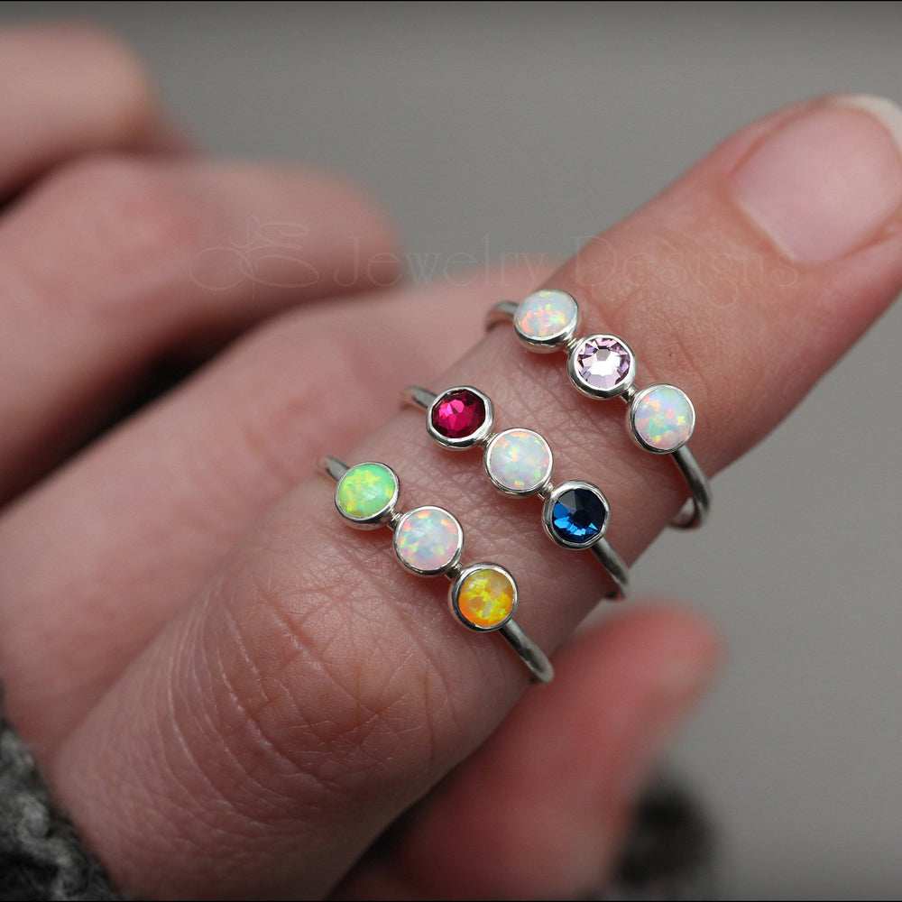 
                  
                    Three Birthstone or Opal Ring - LE Jewelry Designs
                  
                