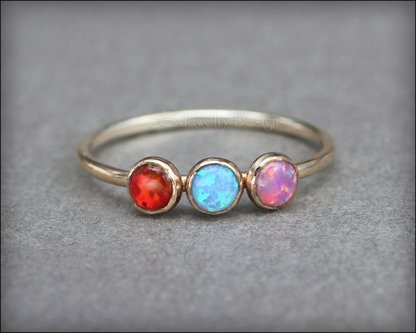 3-Stone Gold-Filled Opal Ring - LE Jewelry Designs