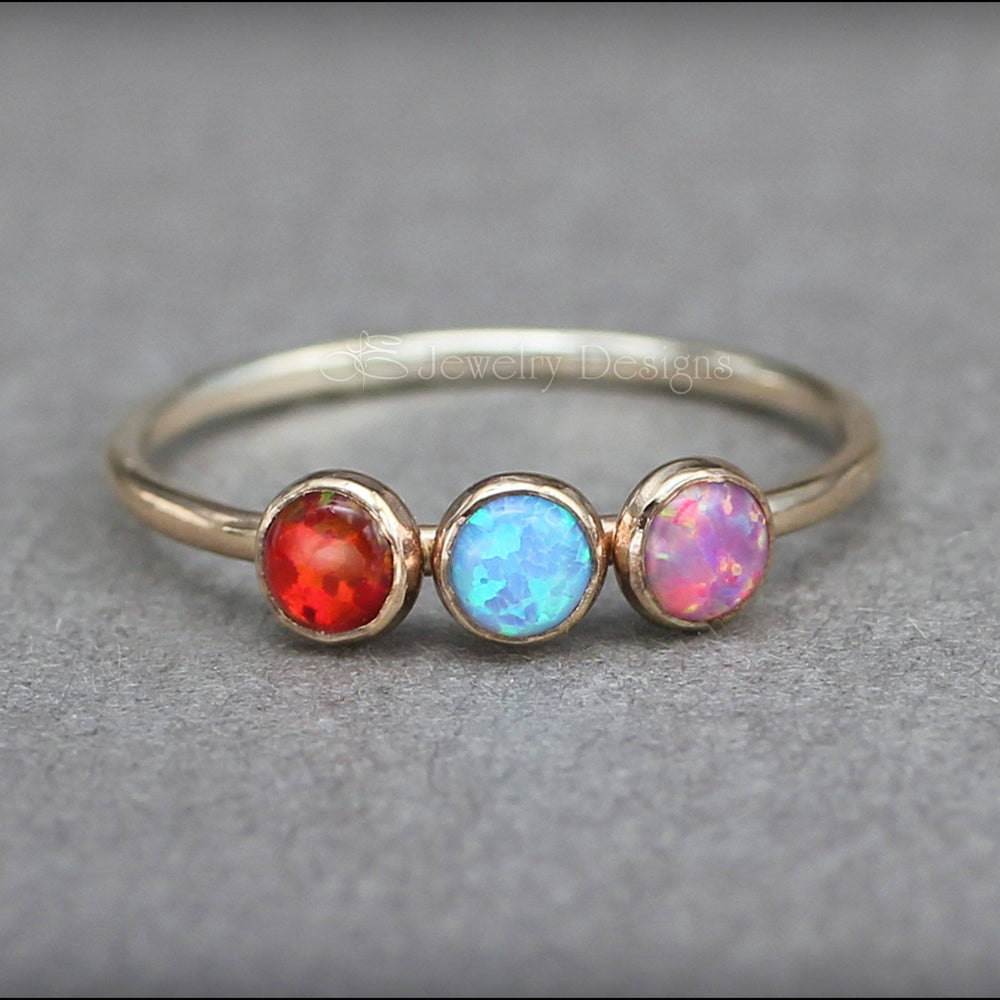 
                  
                    Three Birthstone or Opal Ring - LE Jewelry Designs
                  
                