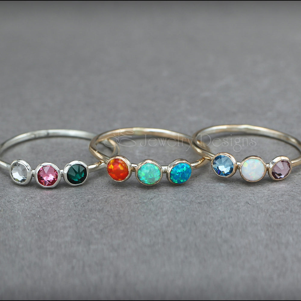 
                  
                    3-Stone Silver Birthstone Ring - LE Jewelry Designs
                  
                