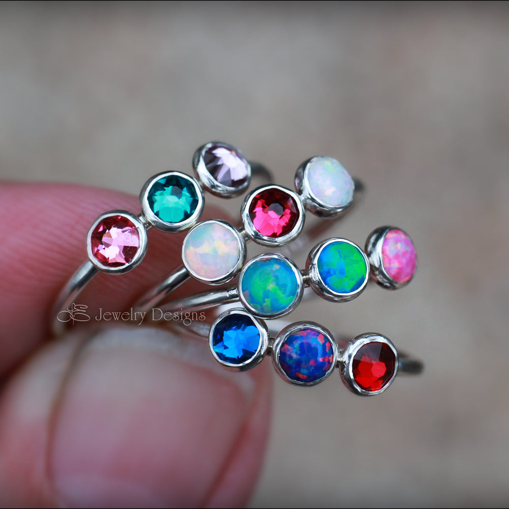 
                  
                    3-Stone Silver Birthstone Ring - LE Jewelry Designs
                  
                