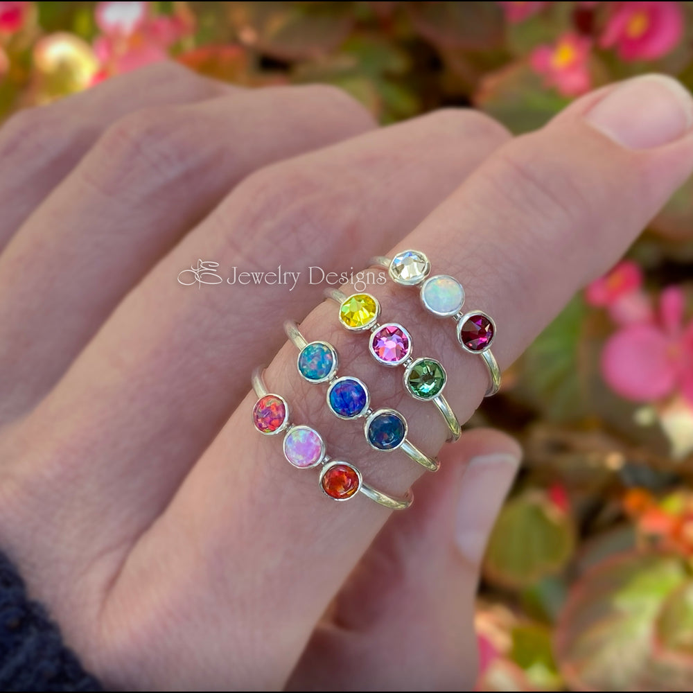 
                  
                    3-Stone Silver Birthstone Ring - LE Jewelry Designs
                  
                