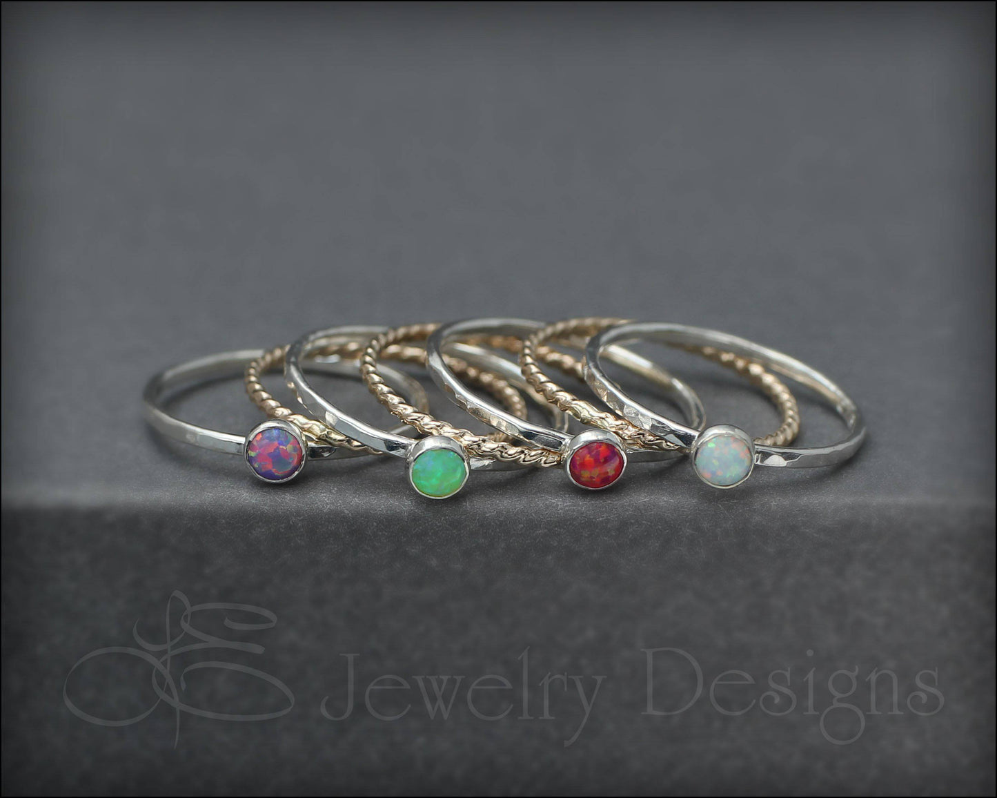 Load image into Gallery viewer, Opal Ring Set - (with 4 opals) - LE Jewelry Designs
