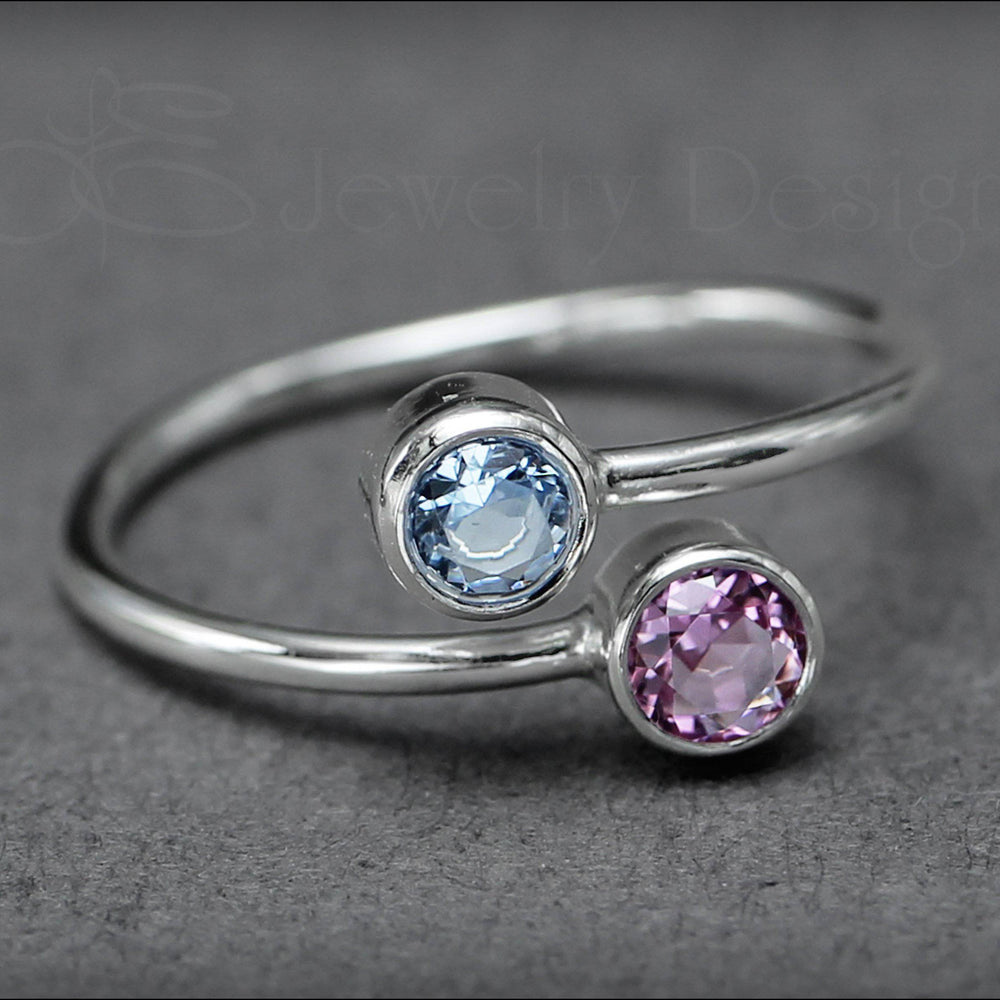 Sterling Dual Birthstone or Opal Ring - LE Jewelry Designs