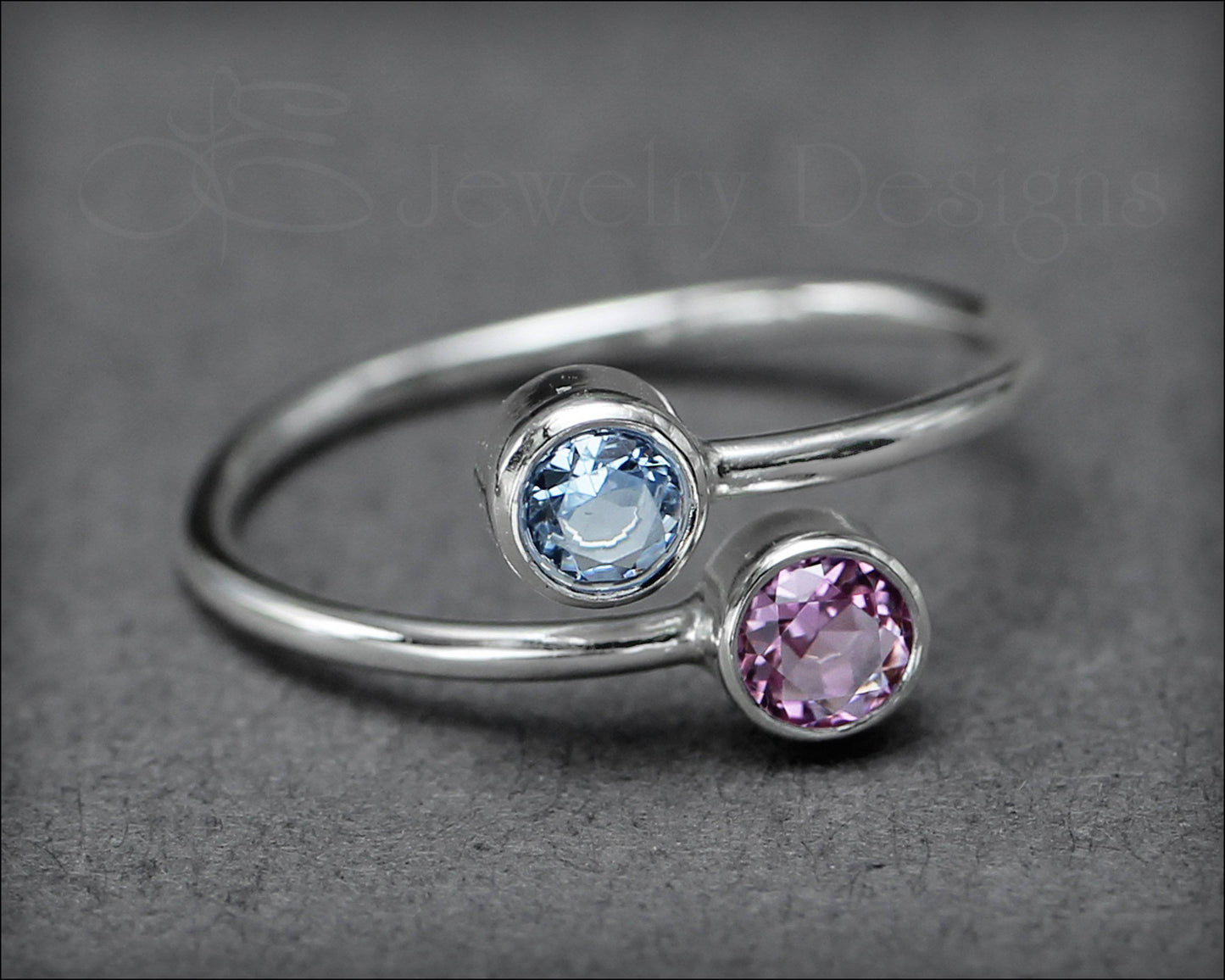 Sterling Dual Birthstone or Opal Ring - LE Jewelry Designs