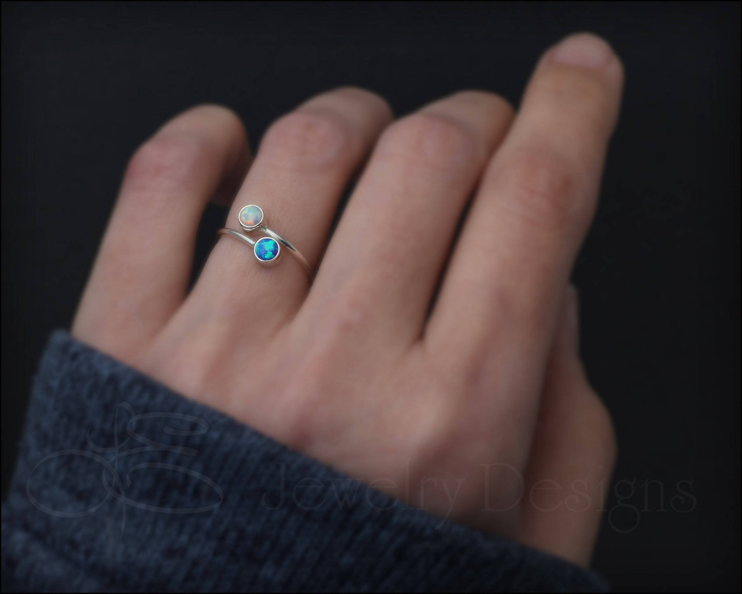 Sterling Dual Birthstone or Opal Ring - LE Jewelry Designs