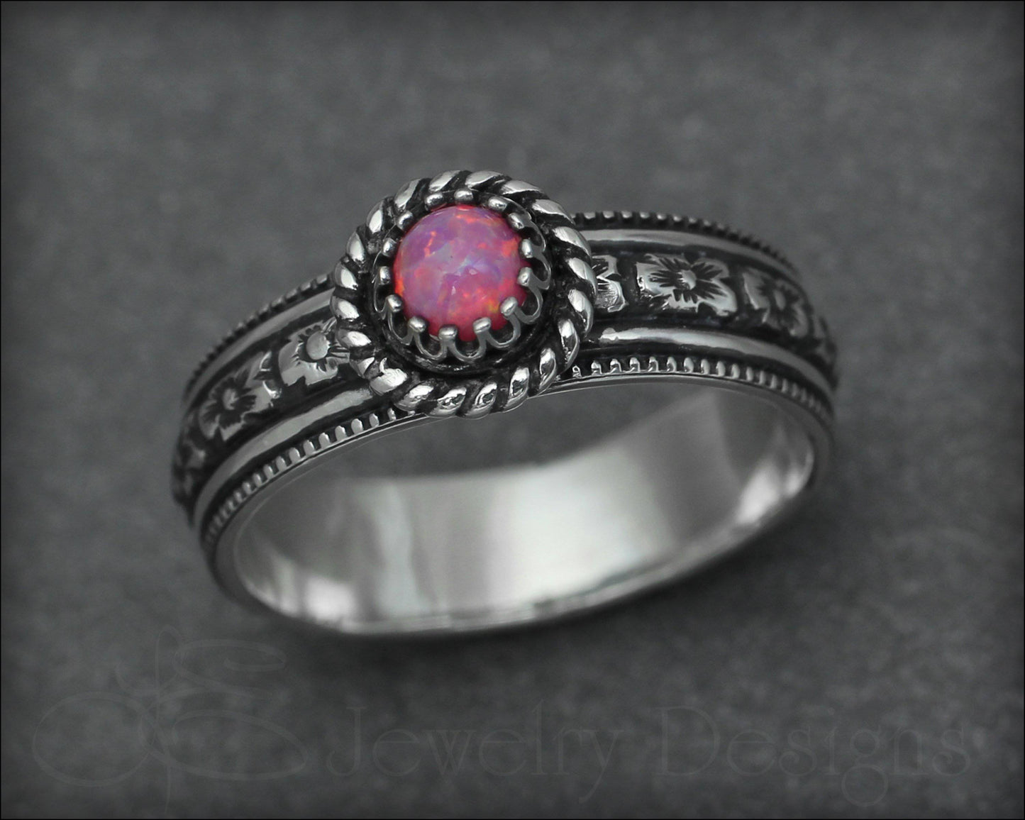 Load image into Gallery viewer, Birthstone or Opal Flower Band - LE Jewelry Designs

