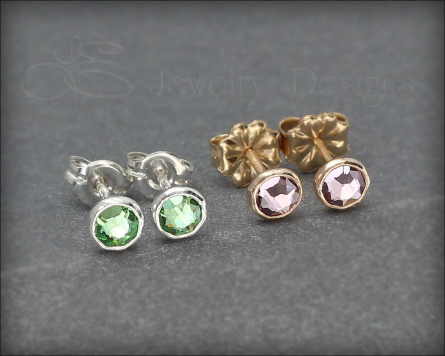 Birthstone Stud Earrings (silver or gold-filled) - LE Jewelry Designs