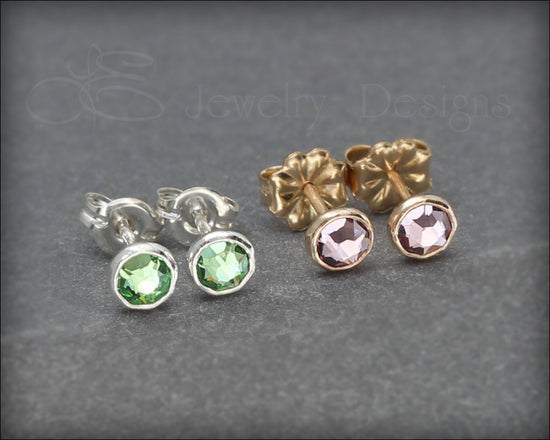Load image into Gallery viewer, Birthstone Stud Earrings (silver or gold-filled) - LE Jewelry Designs
