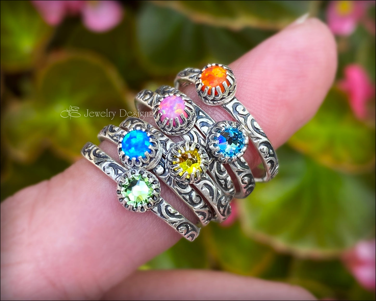 Load image into Gallery viewer, Gallery Set Birthstone or Opal Ring - LE Jewelry Designs
