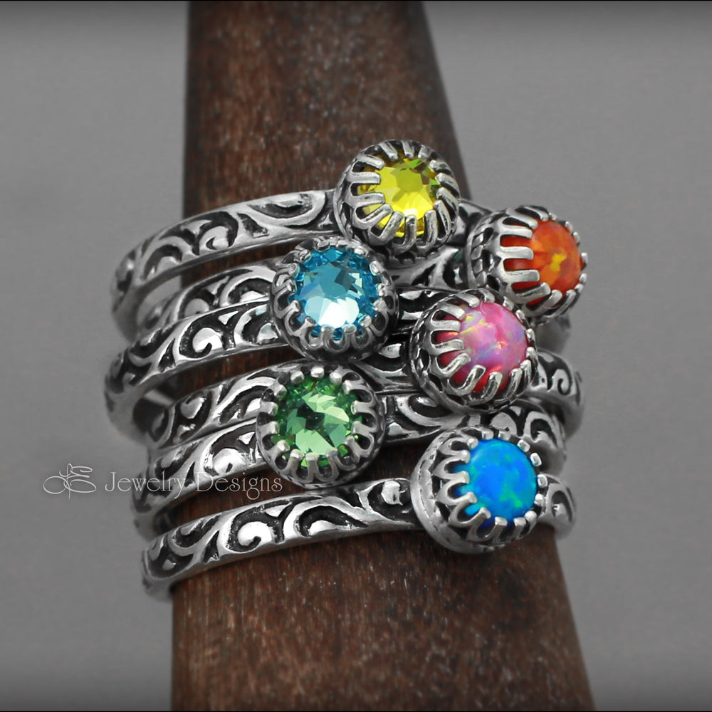 
                  
                    Gallery Set Birthstone or Opal Ring  (4mm) - LE Jewelry Designs
                  
                
