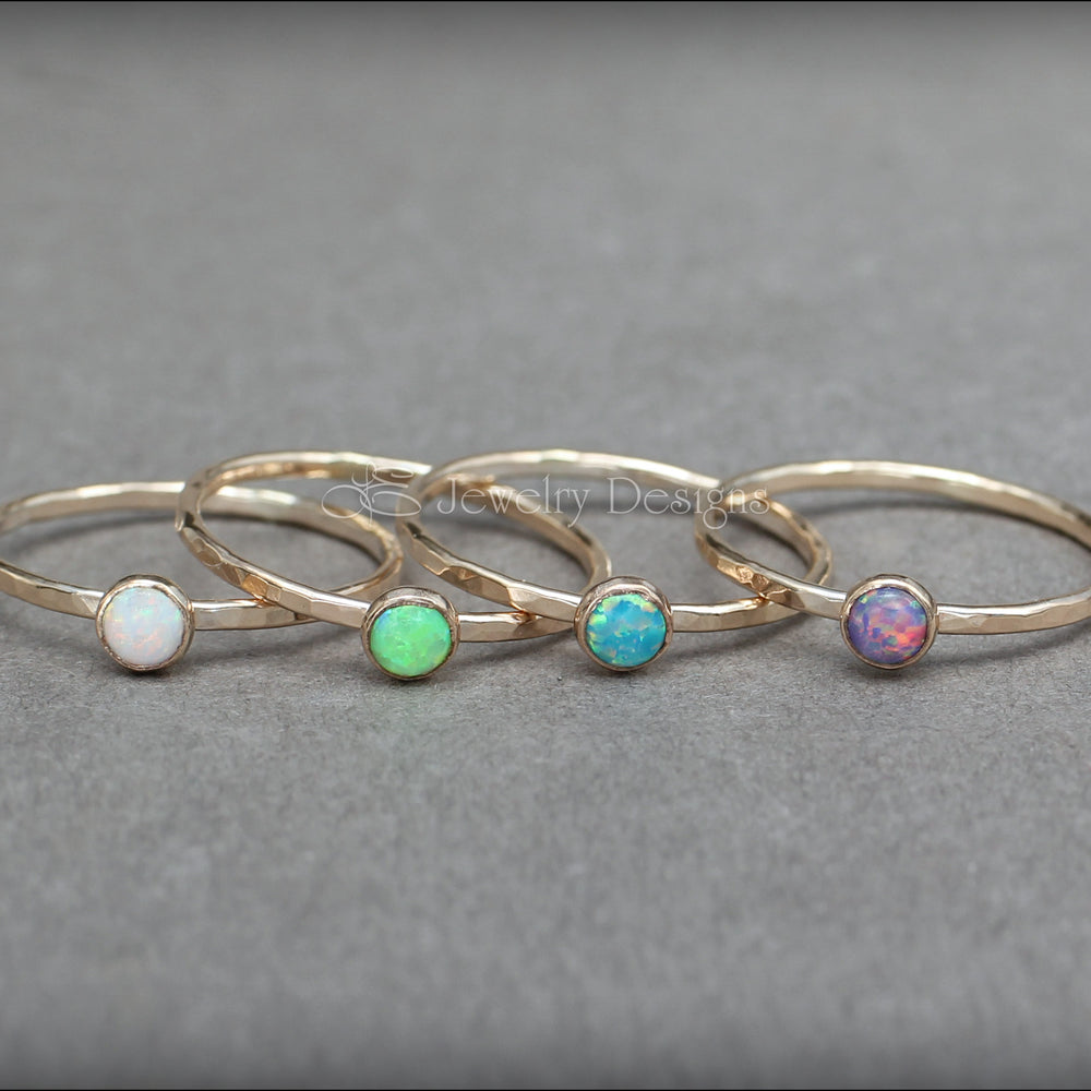 Gold Opal Stacking Ring - (4mm) - LE Jewelry Designs