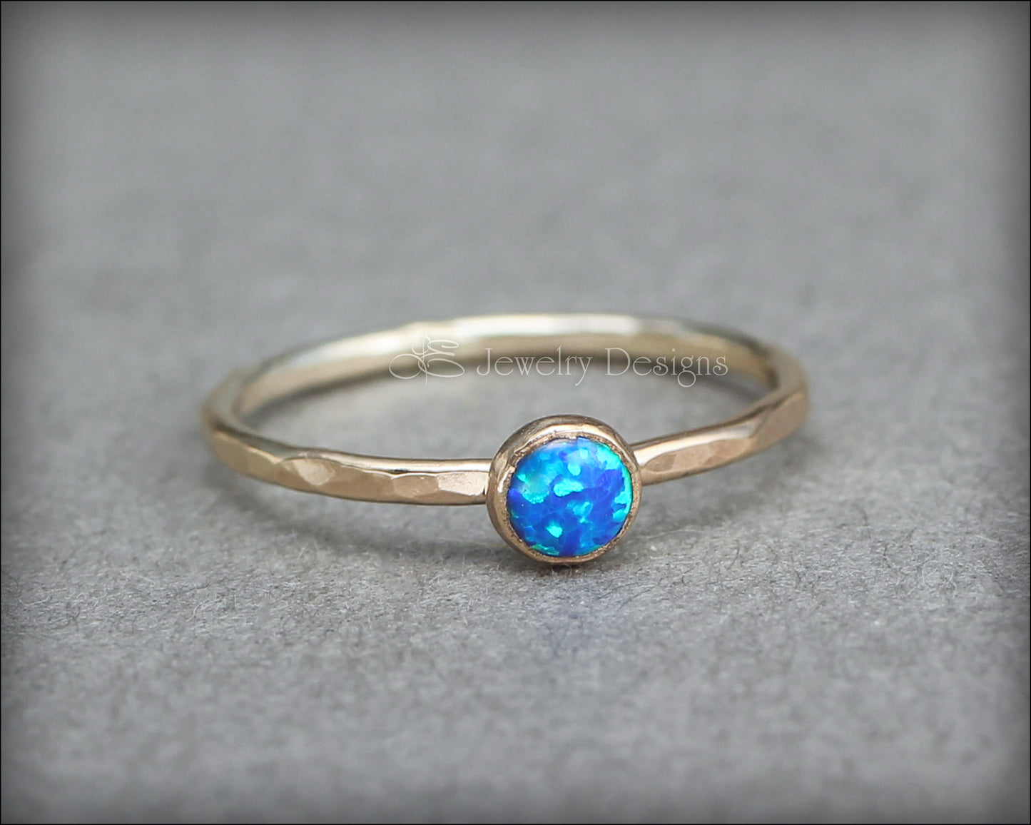 Load image into Gallery viewer, Gold Opal Stacking Ring - (4mm) - LE Jewelry Designs
