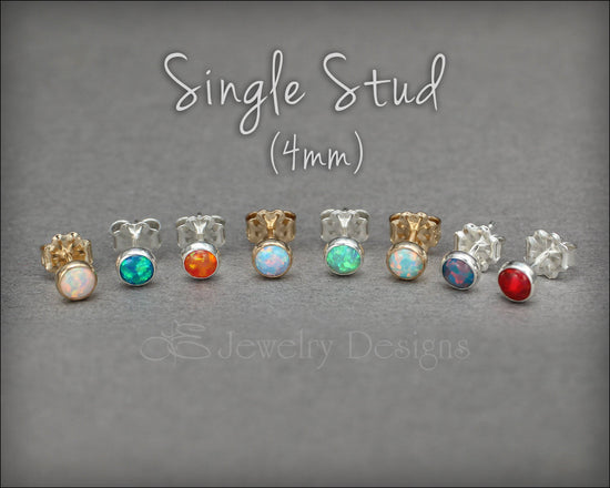 Single Opal Stud Earring (4mm) - LE Jewelry Designs