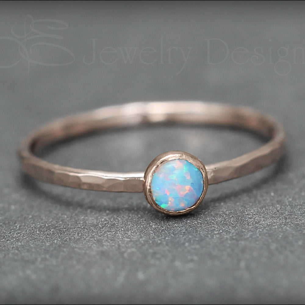 Gold Opal Stacking Ring - (4mm) - LE Jewelry Designs