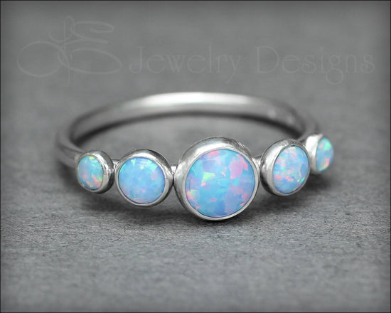 Load image into Gallery viewer, 5-Stone Sterling Opal Ring - LE Jewelry Designs
