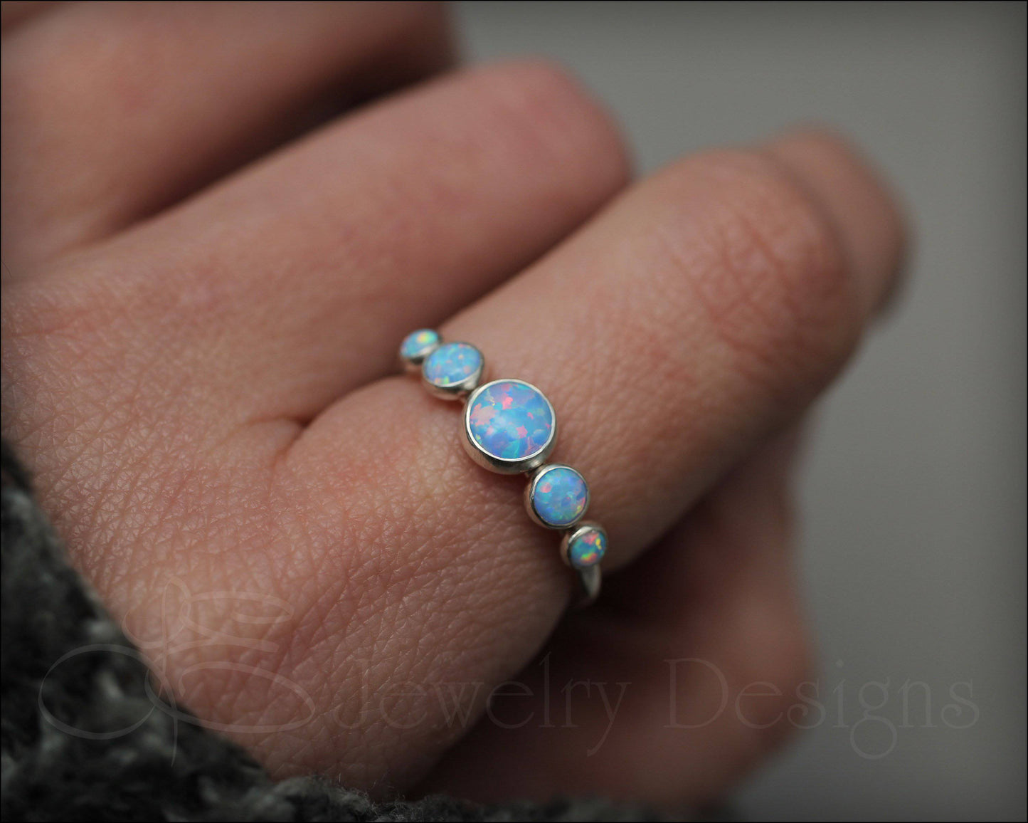 Load image into Gallery viewer, 5-Stone Sterling Opal Ring - LE Jewelry Designs

