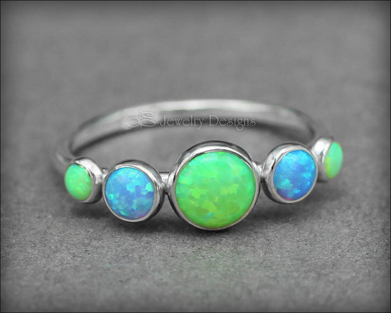5-Stone Sterling Opal Ring - LE Jewelry Designs