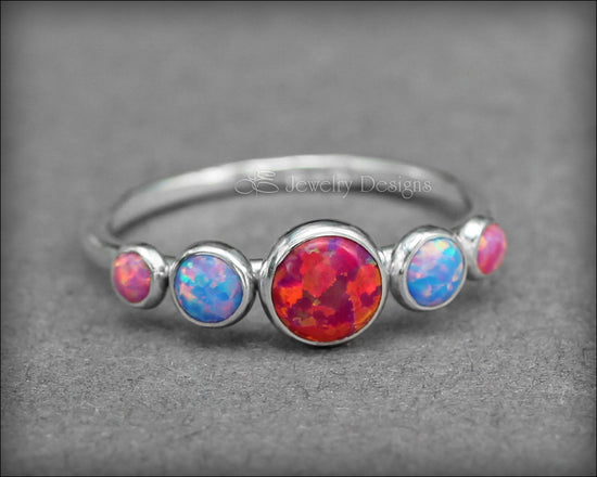 5-Stone Sterling Opal Ring - LE Jewelry Designs