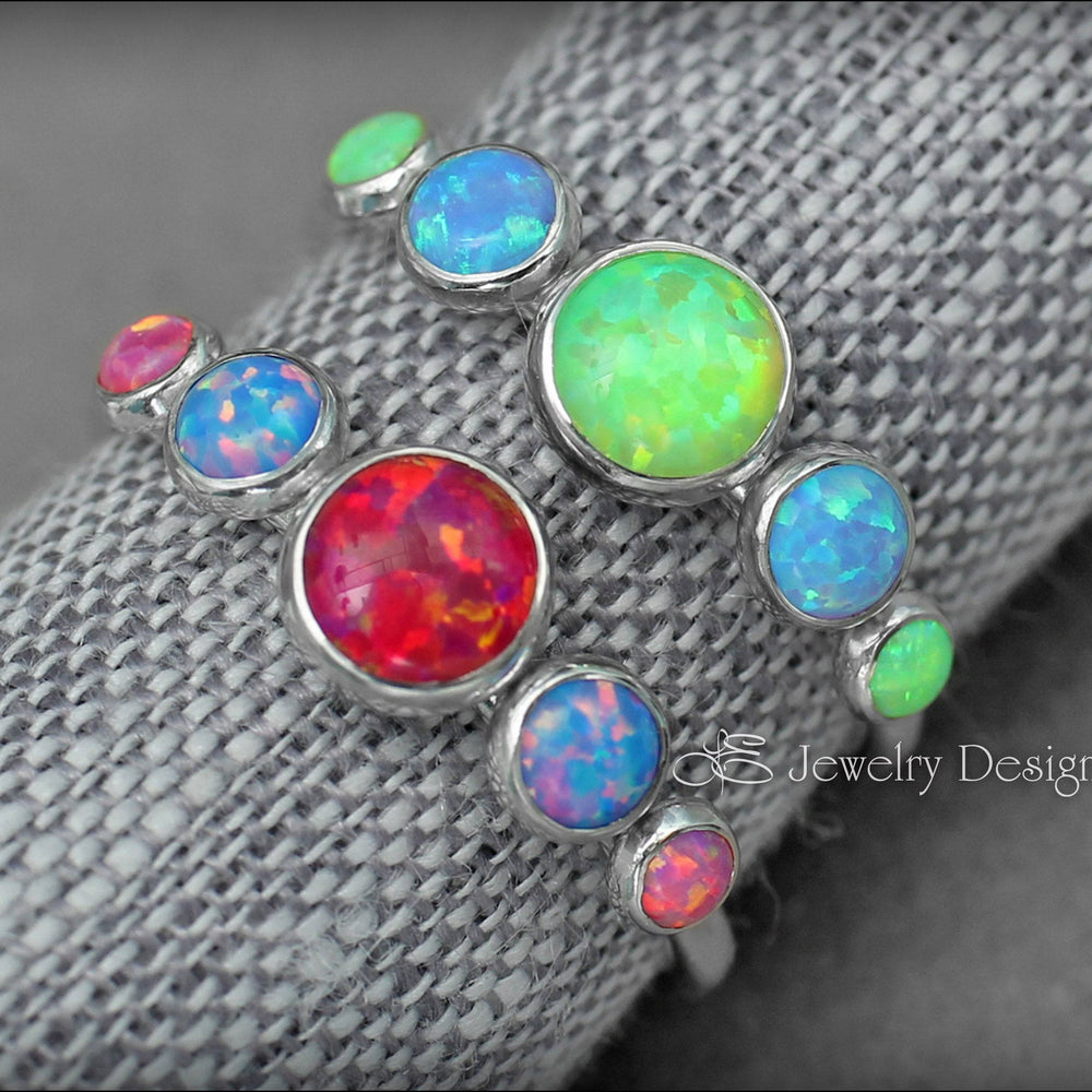 5-Stone Sterling Opal Ring - LE Jewelry Designs