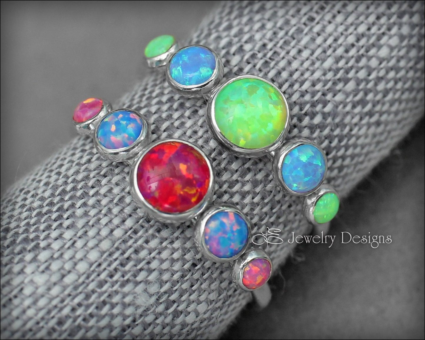 5-Stone Sterling Opal Ring - LE Jewelry Designs