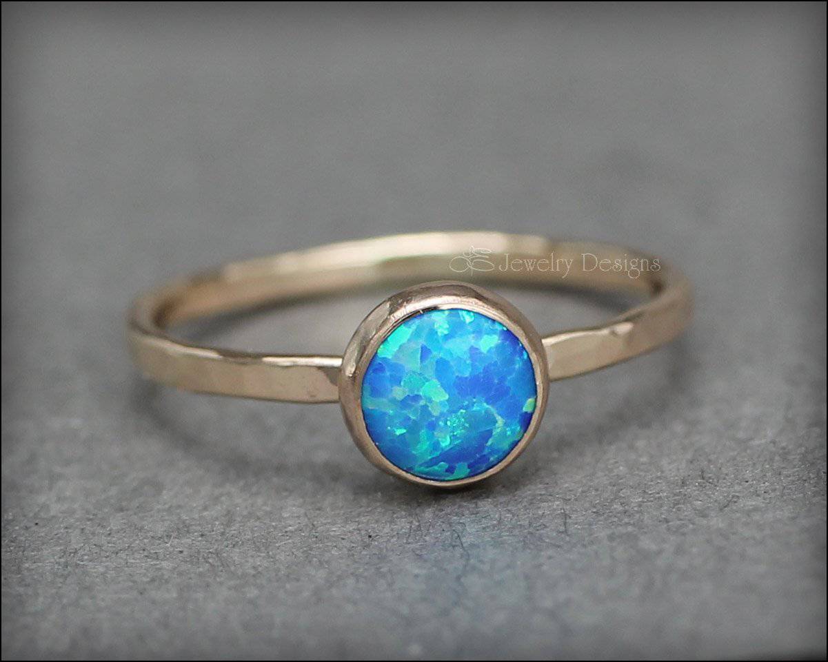 Gold Opal Stacking Ring - (6mm) - LE Jewelry Designs