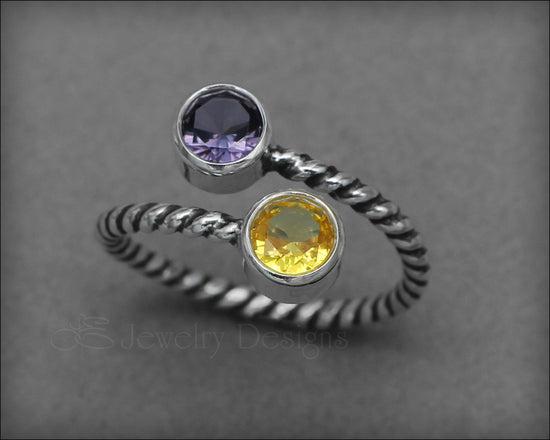 Twisted Sterling Dual Birthstone Ring - LE Jewelry Designs