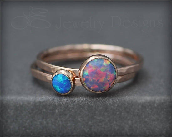 Gold Opal Ring Set - (6mm & 4mm) - LE Jewelry Designs