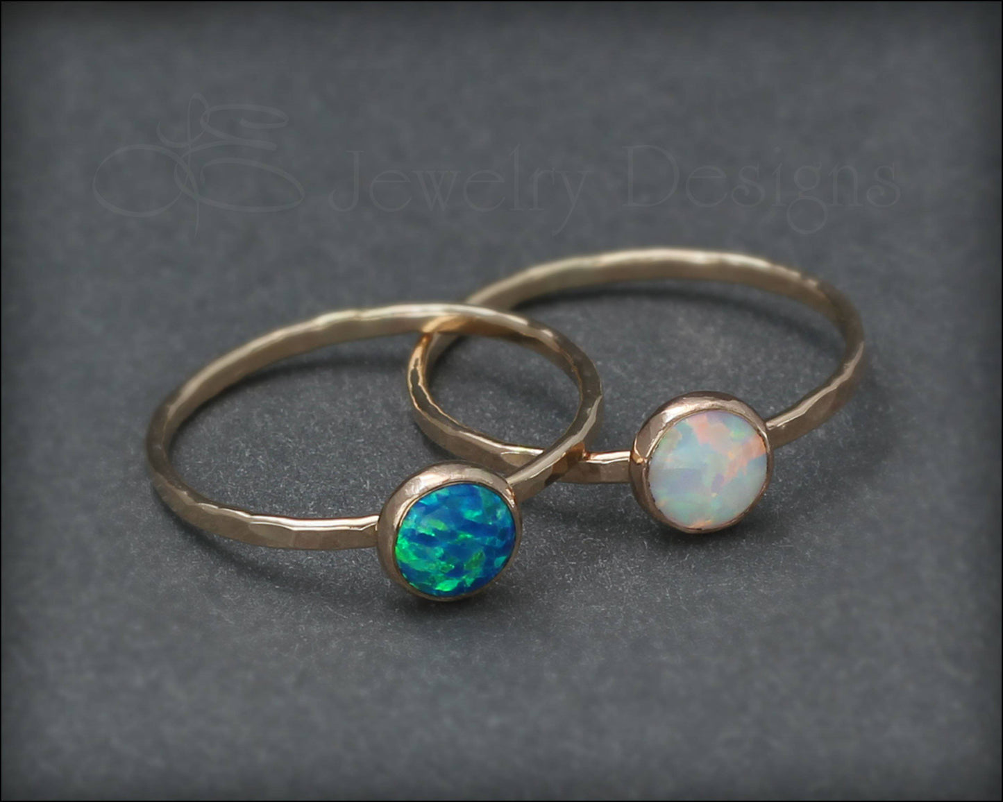 Load image into Gallery viewer, Gold Opal Stacking Ring - (6mm) - LE Jewelry Designs
