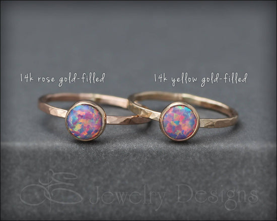 Load image into Gallery viewer, Gold Opal Stacking Ring - (6mm) - LE Jewelry Designs
