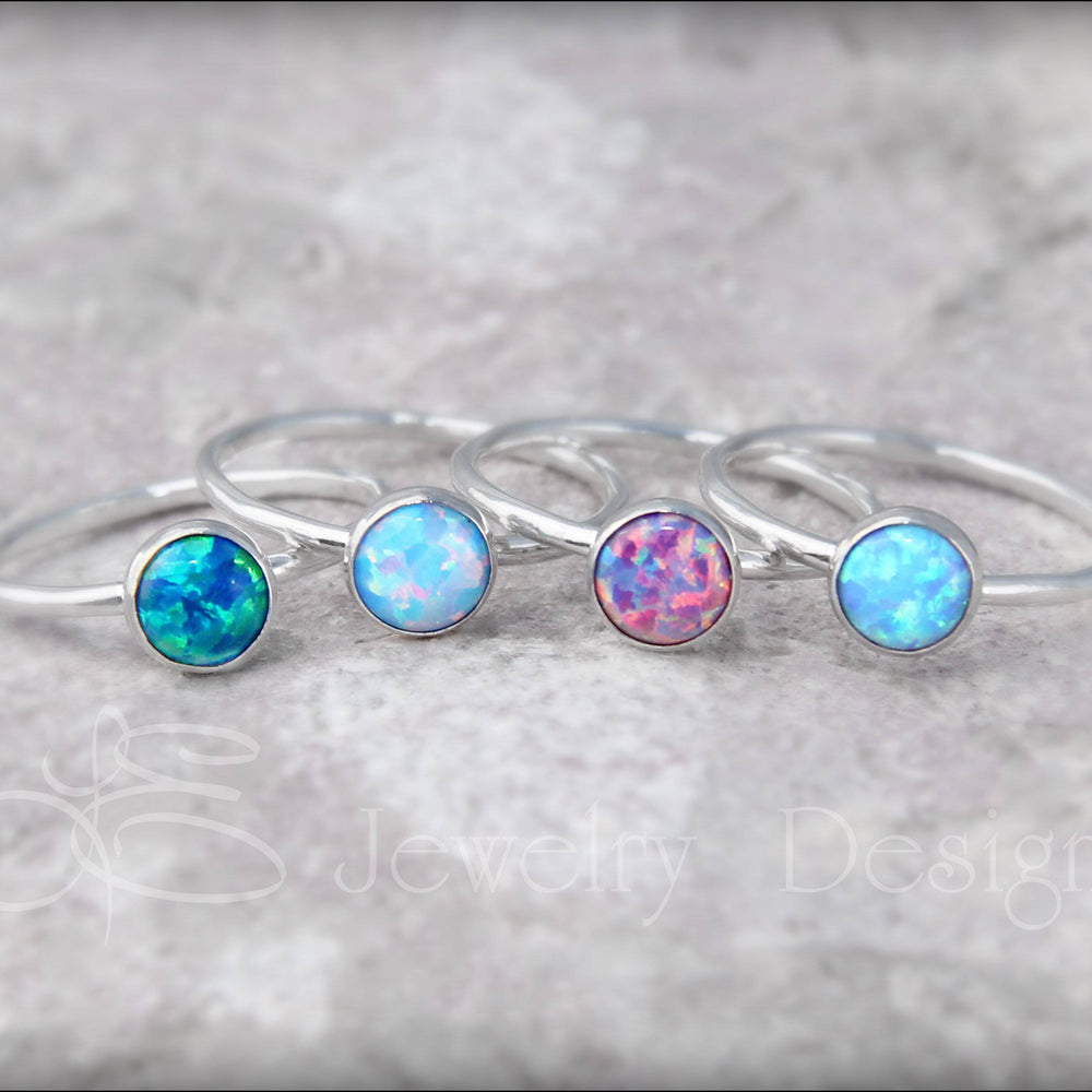 
                  
                    Silver Opal Stacking Ring - (6mm) - LE Jewelry Designs
                  
                