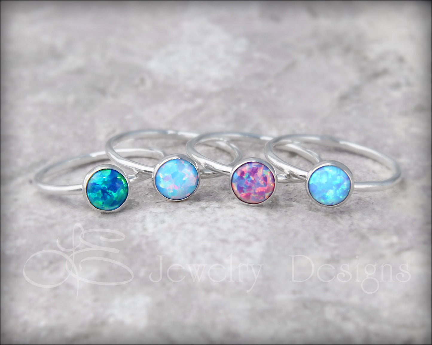 Silver Opal Stacking Ring - (6mm) - LE Jewelry Designs
